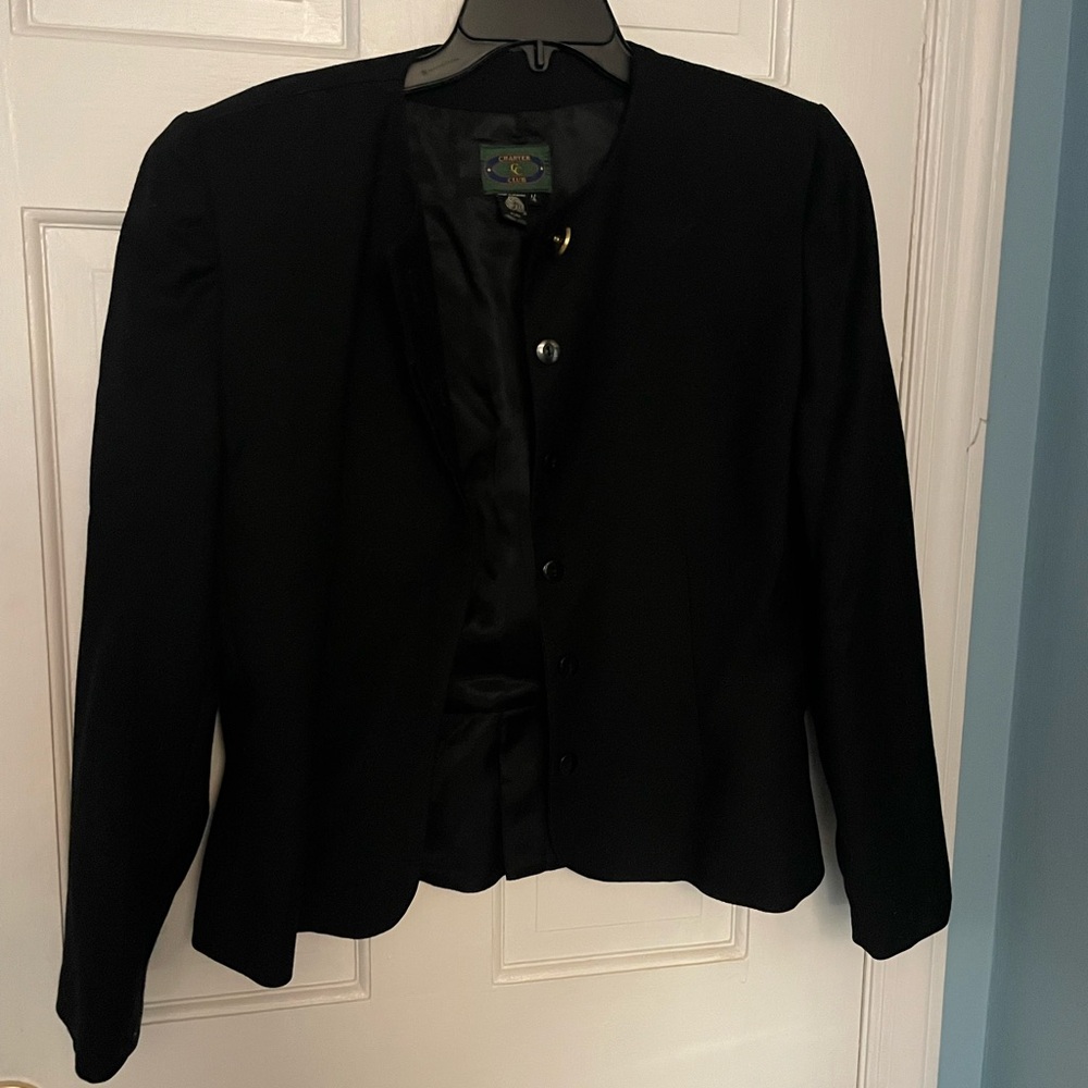 Charter Club Classic Black Wool Blazer